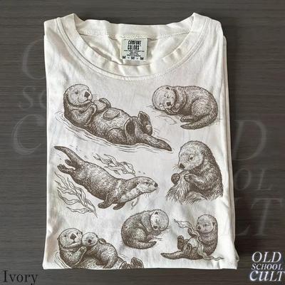 Seeotter 90er Vintage Tattoo Stil Grafik T-Shirt, Retro Comfort Colors®