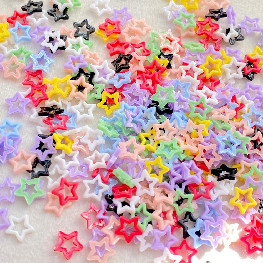100Pcs Cute Mini Cartoon Colorful Christmas Stars Nail Art Flat Back Rhinestone DIY Manicures Appliques Accessories Crafts