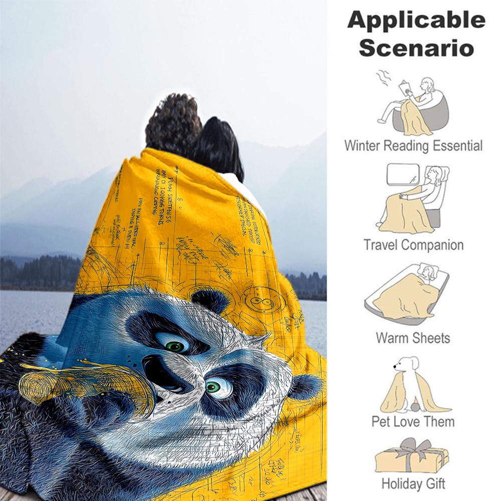 1pc Kung Fu Panda Outdoor Blanket Lightweight Flannel, Soft & Warm, All-Season Use for Sofa, Outdoor, Camping, Living Room, Office069