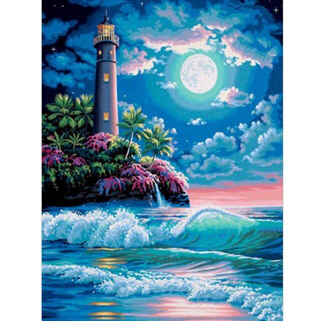 5D DIY Diamond Painting Landscape Cross Stitch Kit Sale Full Diamond Embroidery Sunset
