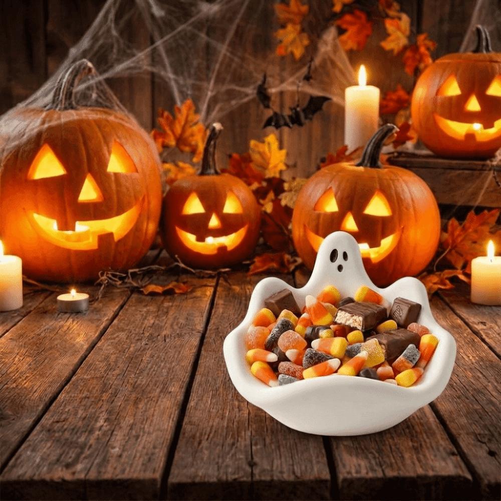 Halloween Theme Ghost Storage Bowl Mold Non-Stick Drip Glue Mold Candy Bowl Mold DIY Handmade Use