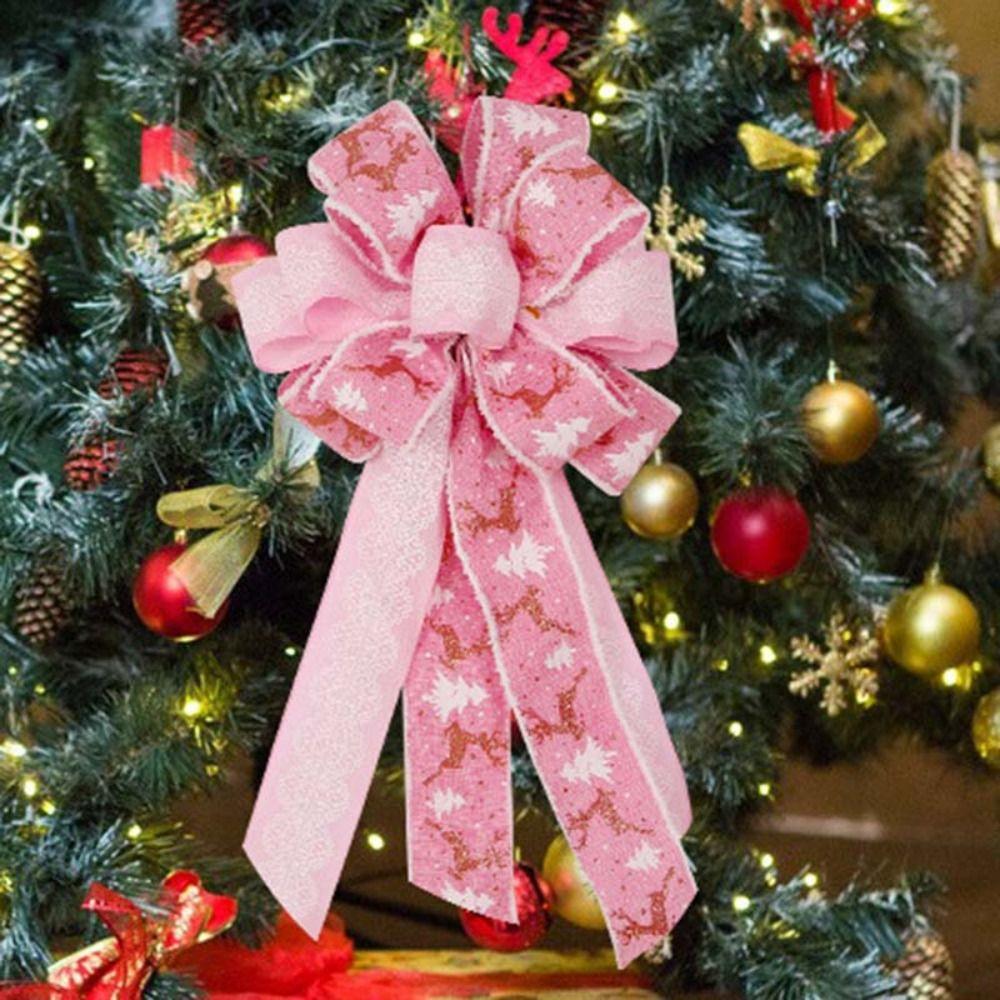 Large Size Christmas Tree Bowknot Double Layer Present Ribbon Knot Christmas Wreath Bow  Wedding