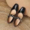 Fashion Cowhide Black Silver Metal Decorative Wedge Heel High-heeled Shoes Spring Autumn Fashion Commute Ballet Soft Flat Single Shoes