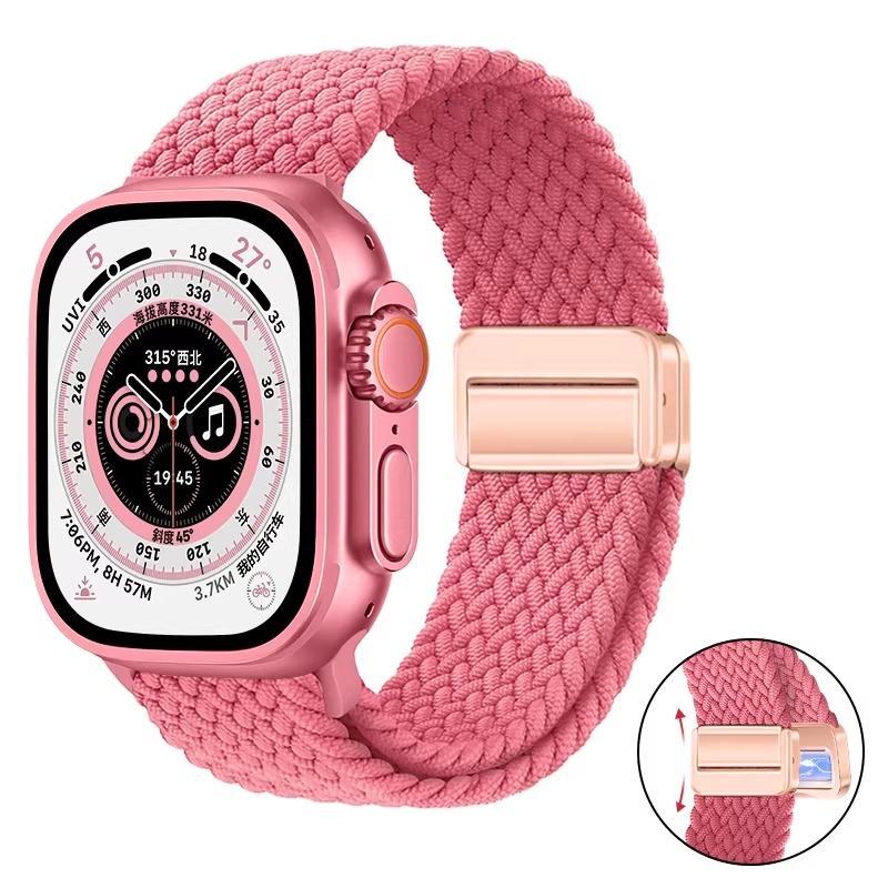 Nylon Braided Band For Apple Watch Series Ultra 3 2 1 49mm 11 10 46mm 42mm 9 8 7 45mm 41mm Magnetic Strap iWatch 6 5 SE 44/40mm Belt