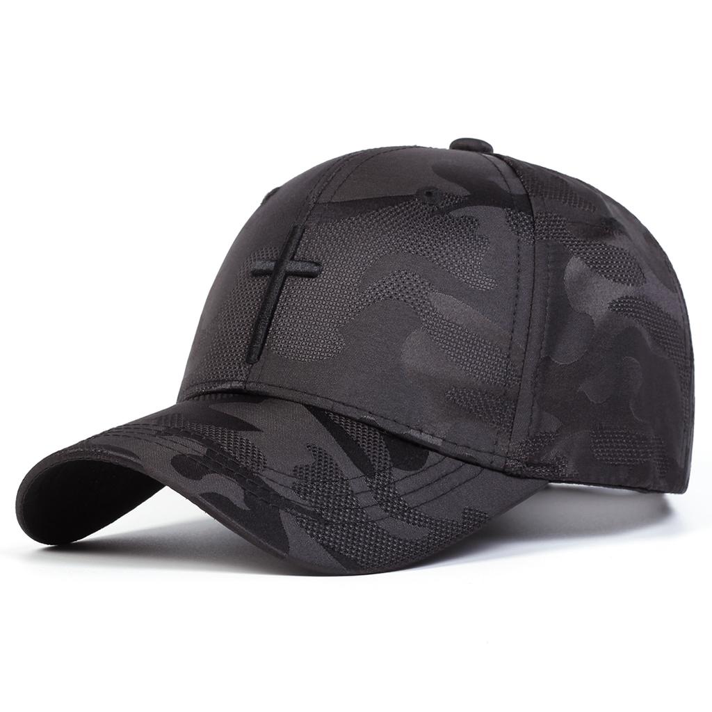 Unisex Cross Embroidery Camouflage Baseball Caps Spring Autumn Outdoor Adjustable Casual Hats Sunscreen Hat