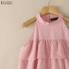 ZANZEA Women Polka Dot Print Casual Off Shoulder Sleeveless Vest Tops
