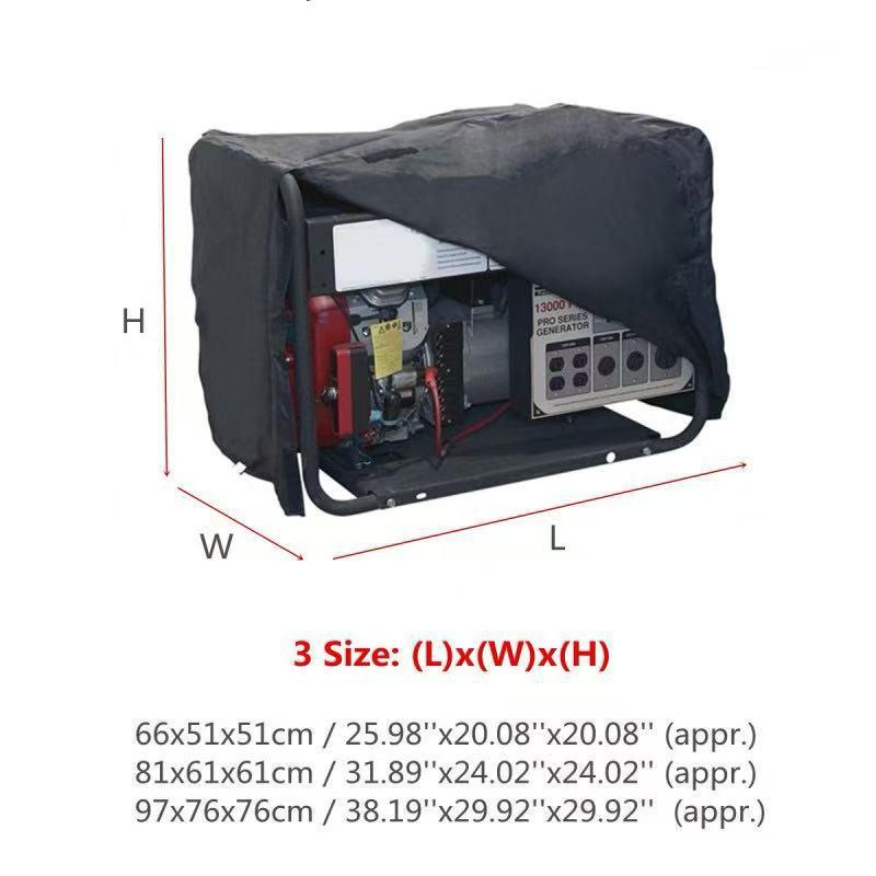 Black Waterproof 210D Oxford Generator Cover - Wind and Dustproof, Outdoor Protection in 3 Sizes