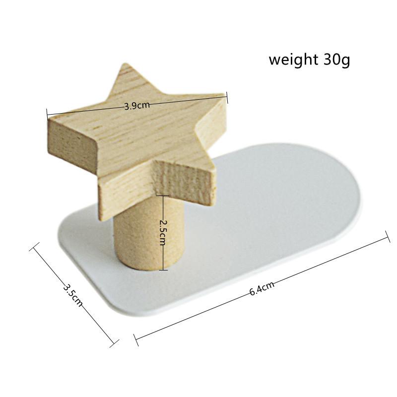 Wooden Star Heart Hook Strong No Trace Sticky Hook Bag Key Hook Solid Wood Children's Coat Hook Home Decor