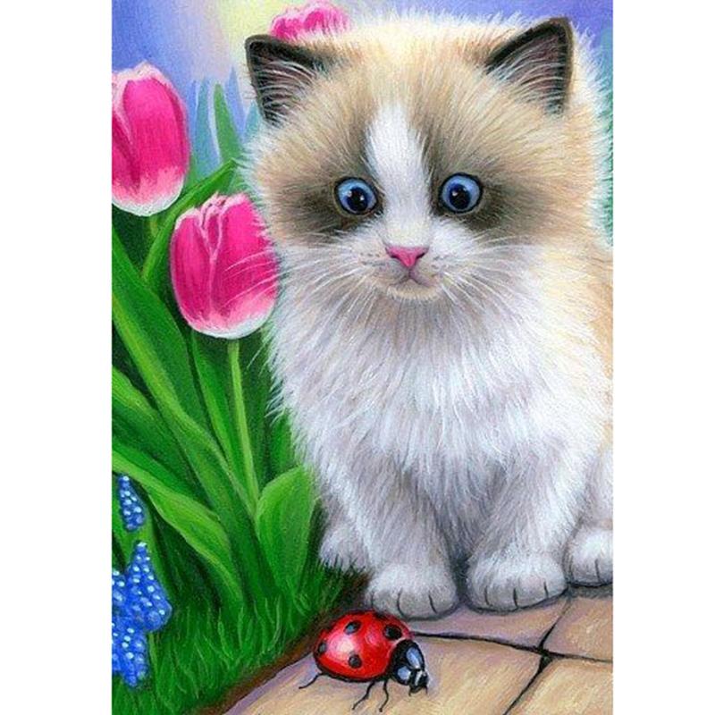 DIY Cat 5D Diamond Painting Full Round Drill Resin Animal Diamond Embroidery Cross Stitch Mosaic Kits Wall Art Home Decor Gift
