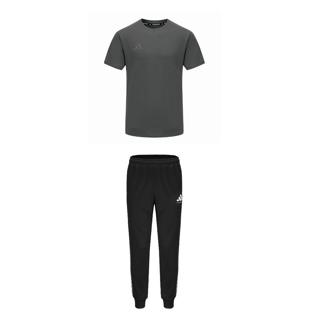 

Adidas Taekwondo Round Neck Pullover Breathable Short Sleeve T-Shirt Striped Fashion Long Pants Casual Sports Set ADICLTS24CTK-GFC+TR30P1T-BW S