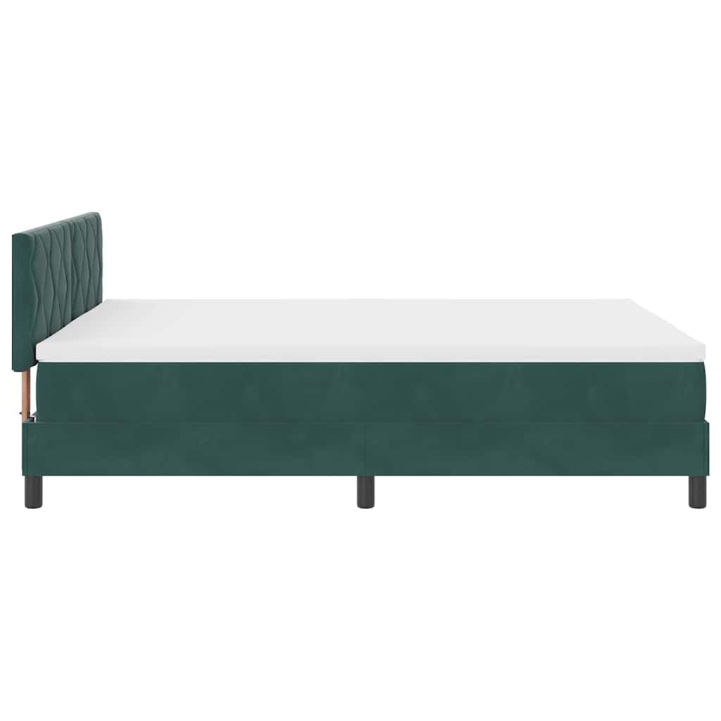 LED Box Spring Bed with Mattress Dark Green 140 x 200 cm Velvet
