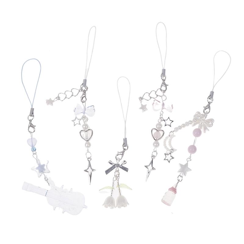 Handmade Beaded Pendant Delicate Phone Charm Lanyard Chain Keychain Pendant For Backpack Wallet Purse