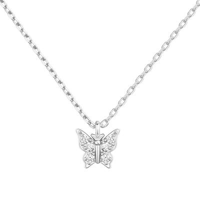 Ladies' Exquisite Butterfly Pendant Necklace, Embellished with Round Synthetic Zircon, Minimalist and Elegant Jewelry, A Gift for Her