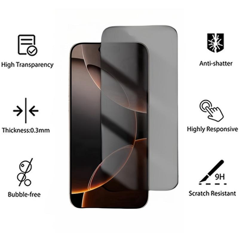 4 Stück Sichtschutz-Tempered Glass für iPhone 16 Pro Max 16Pro 16Plus Bruchschutz Displayschutzfolie für iPhone 15ProMax 16ProMax