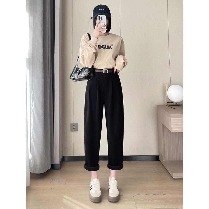 Black Harlan pants women's radish pants are thin, spring and summer thin, new high-waisted micro-nine-point dad pants