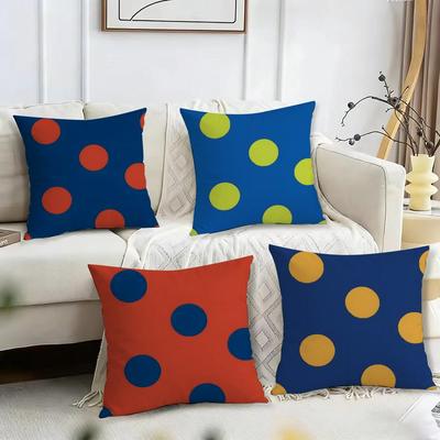Color Polka Dots Cushion Cover Reversible Plush Pillow Cover – For Car, Sofa, Bedroom, Perfect As a Gift.