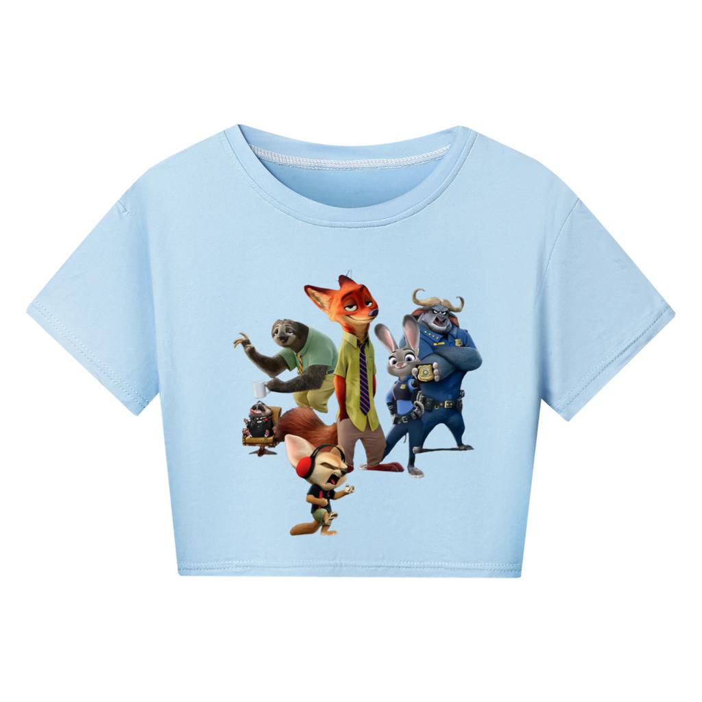 Modische Rundhals-Kurzarm-Arbeitskleidung bedruckte Oberteile für Kinder-Sommeroberteile