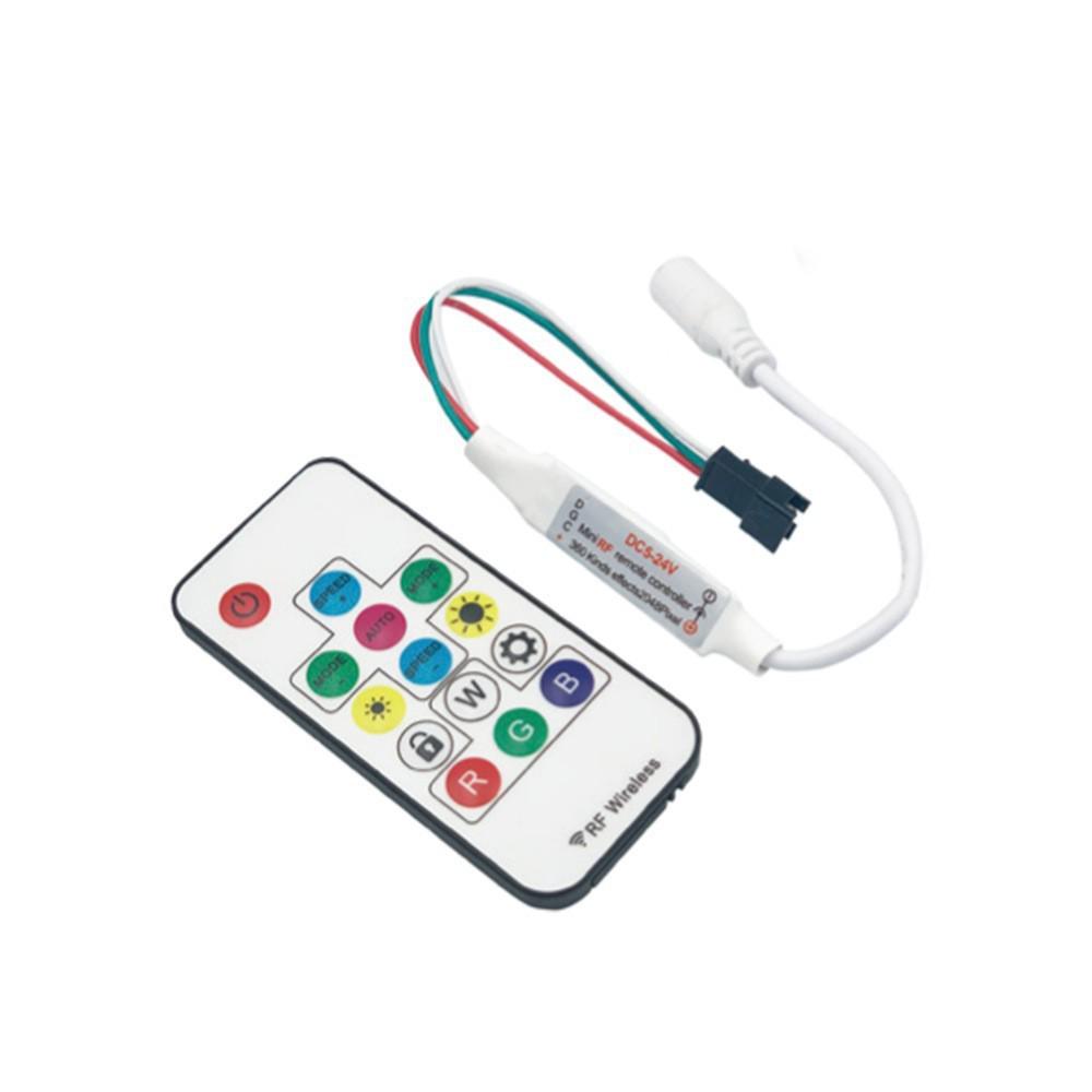 Bluetooth RGB LED Strip Controller, 24-Key Remote, Dream Color, Lotus Lamp, 5V/12V/24V, Seven-Color Dimmer
