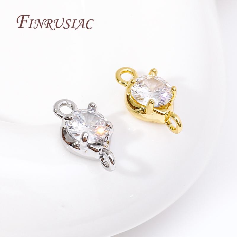 18K Gold Plated Zircon Crystal Decoration Connector Charms Accessories For Handmade DIY Women's Bracelet Earring Jewelry Making