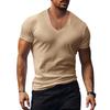Summer Collection: Plain-coloured men’s slim-fit V-neck short-sleeved T-shirt – trendy brand top