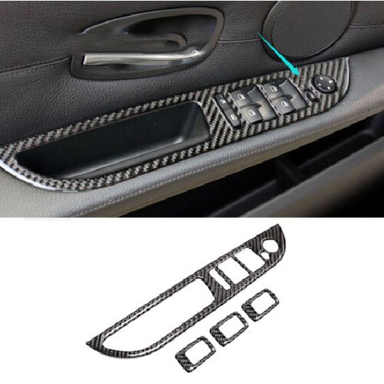 For BMW 5 Series E60 2008-2010 Carbon Fiber Door Window Lift Switch Button Cover
