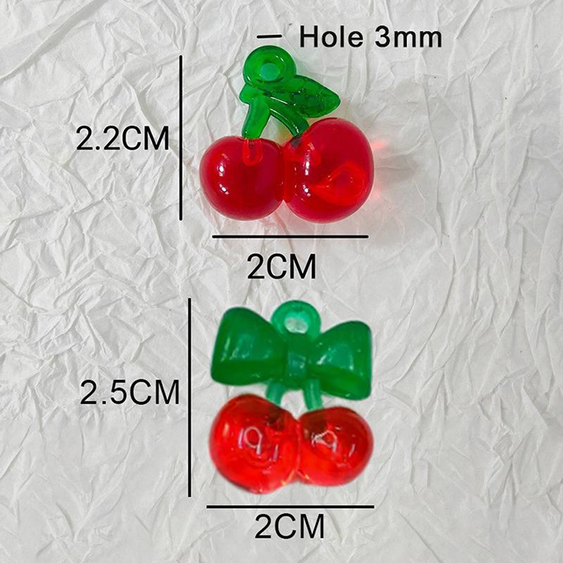 10 Stück Transparente Harz Rote Kirsche Erdbeere Anhänger Für Frauen Armband Halskette DIY Schmuckherstellungszubehör
