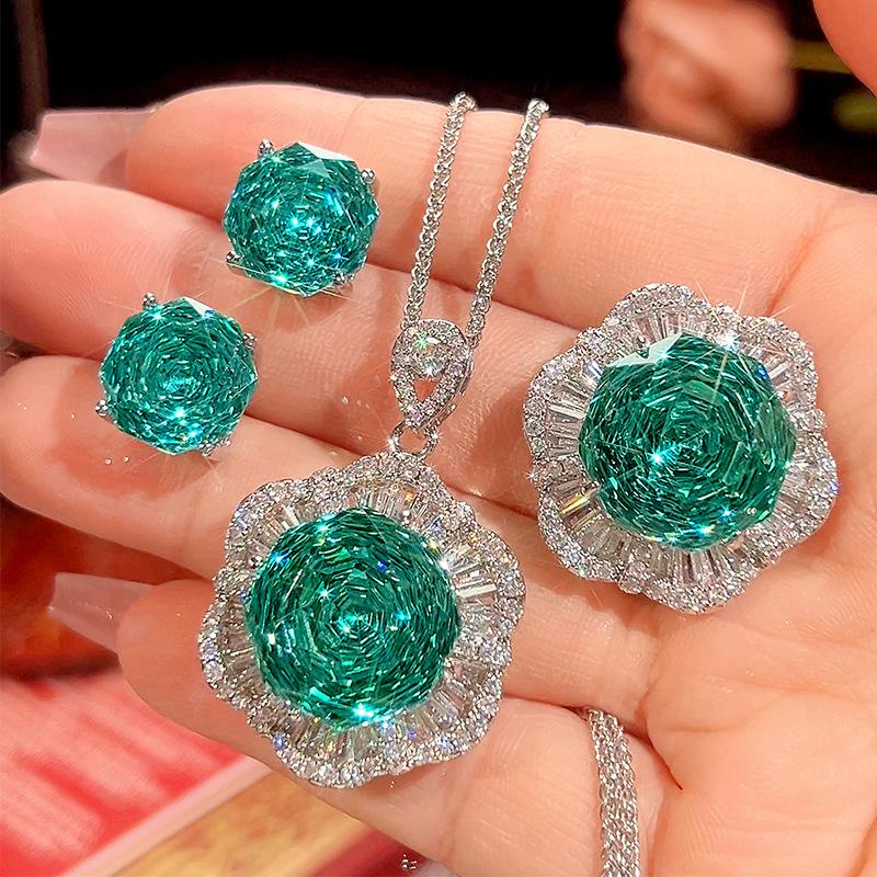 Jewelry Copper Bottom Gold-Plated Millennium Chepala Green Temperament Light Luxury Suit Women 16-12M