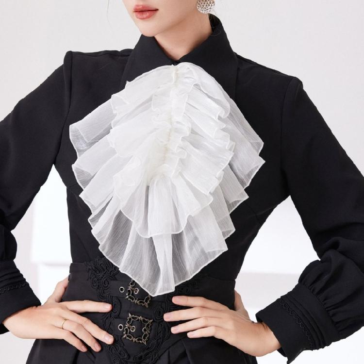 Fashion Jabot Spread Lapel Detachable Layered Flouncing Collar French Design For Dresses Blouses Effortless