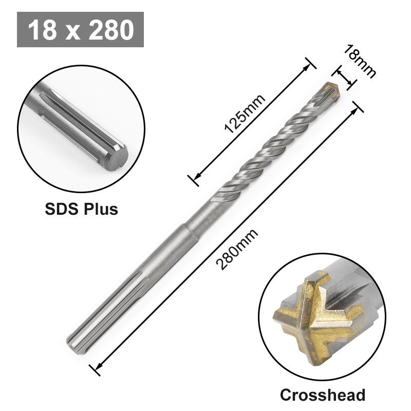Cross Bit Four-Blade Electric Hammer Bit Carbide Impact Drill Concrete Reinforcement Square Shank Round Shank Five-Pit Shank