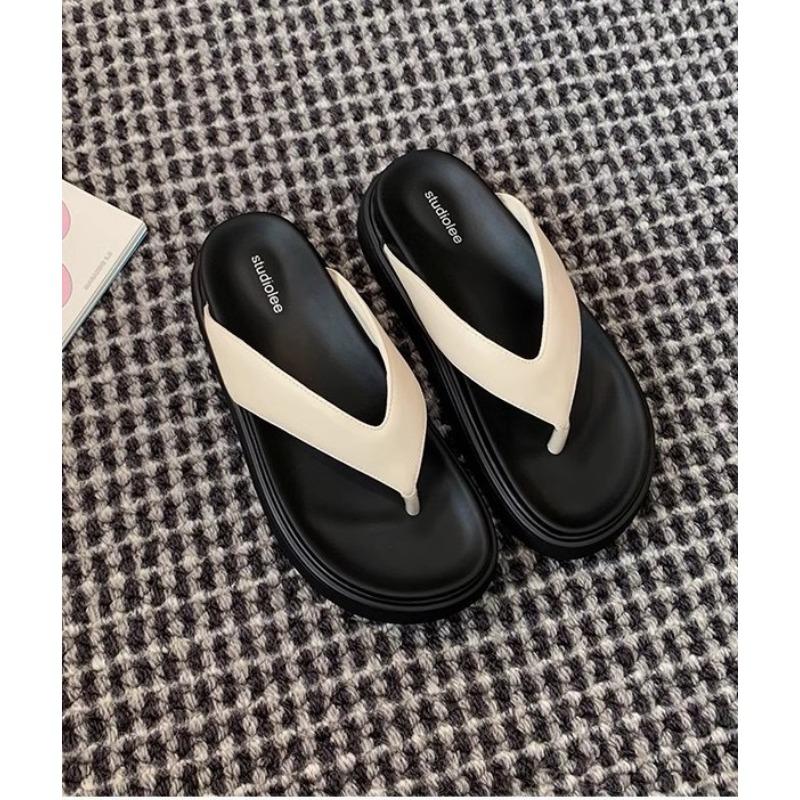Casual versatile round toe thick bottom simple flip-flops women's summer outer wear cold slippers