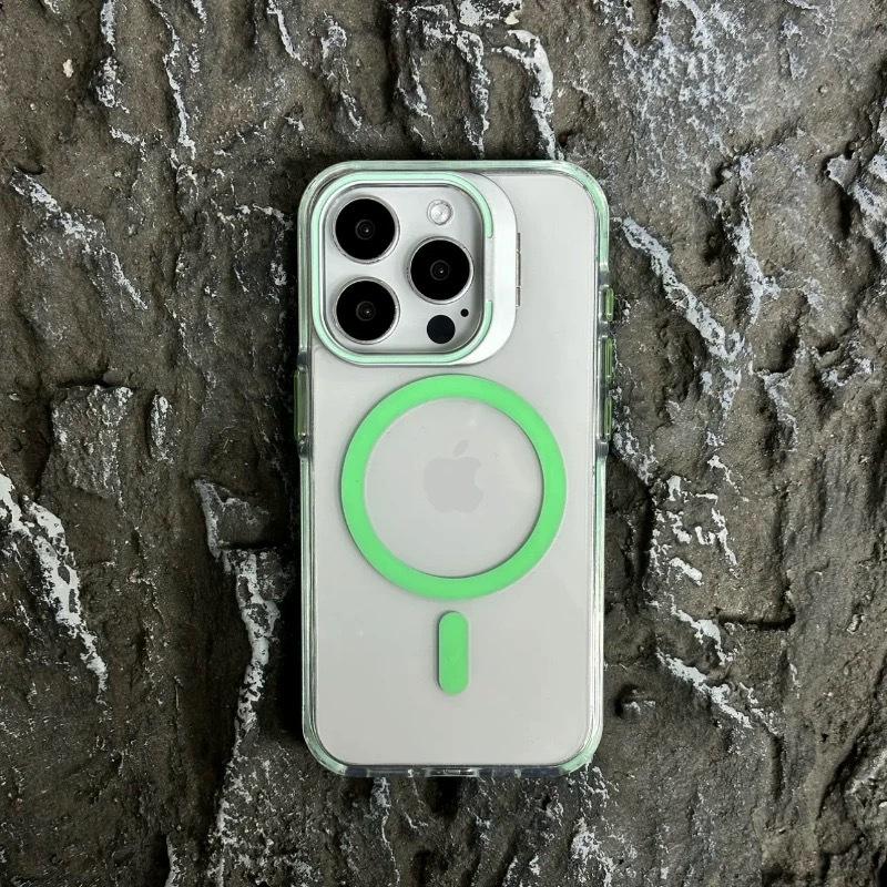 

J2 creative magnetic lens cover bracket is suitable for iPhone17 Apple 15 mobile phone case 16ProMax new transparent iPhone 11