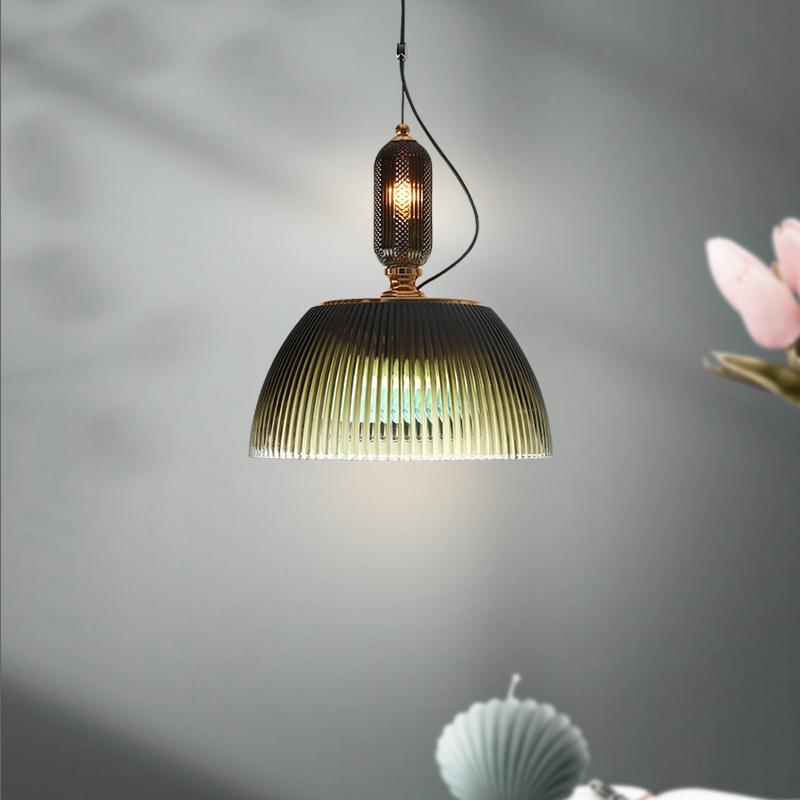 Blackish Green Lid Glass Restaurant Pendant Lamp Nordic Modern Living Room Bedroom Dining Table Chandelier E27 Light Luster