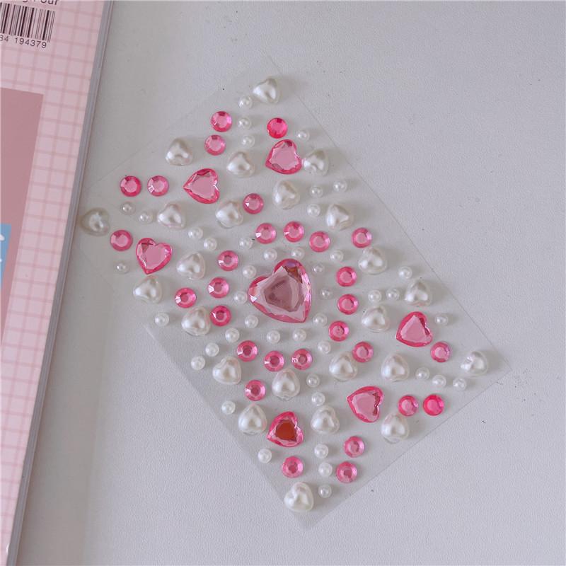 3D Stereo Strass Scrapbook Journal Sticker Glanzend Hart DIY Decor Sticker voor Meisje Koreaanse Mode Sticker Studentenbenodigdheden