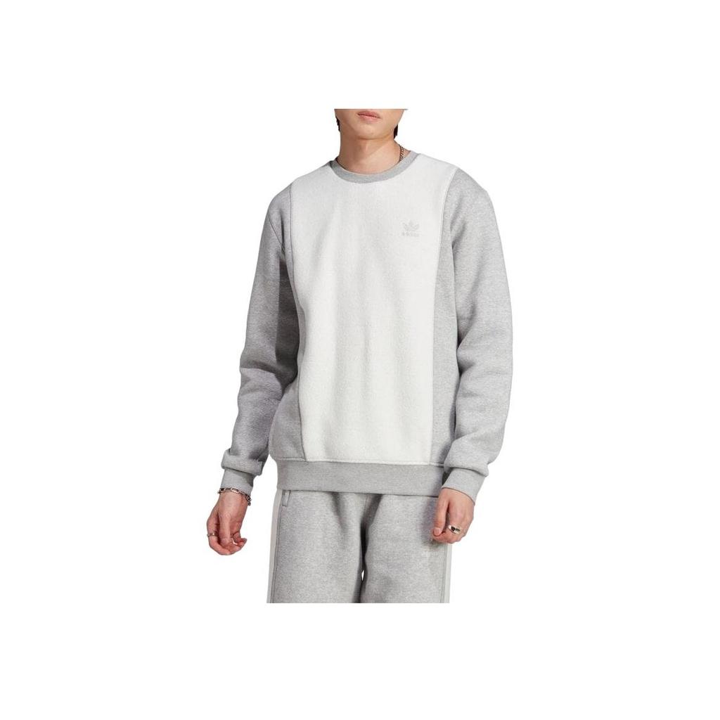 Adidas Originals Colorblock Crew Neck Fitted Long Sleeve Knit Sweater Men Tops Grey IM4448