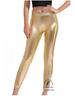 Gold Stamped Faux Leather Shiny Leggings - European & American Style, Candy Color, Nightclub Tight Cropped Pants