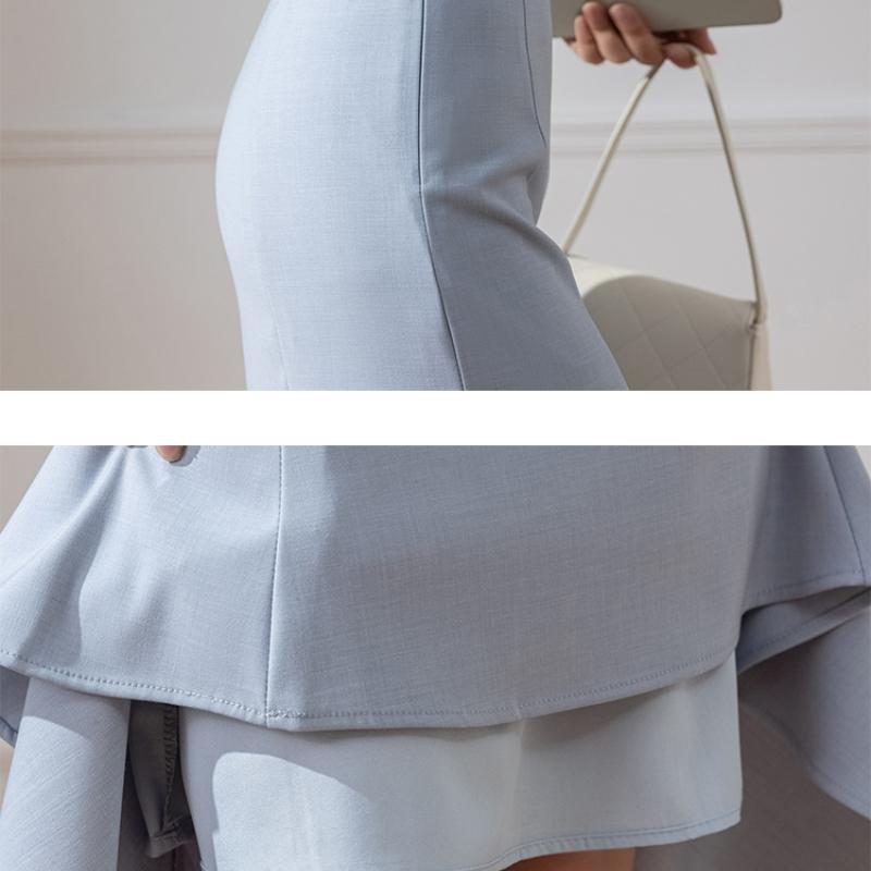 Jupe Trompette Style Coréen Pour Femme - Taille Haute, Longueur Genou - Tissu Velours Ou Polyester - Pour Bureau, Soirée, Quotidien