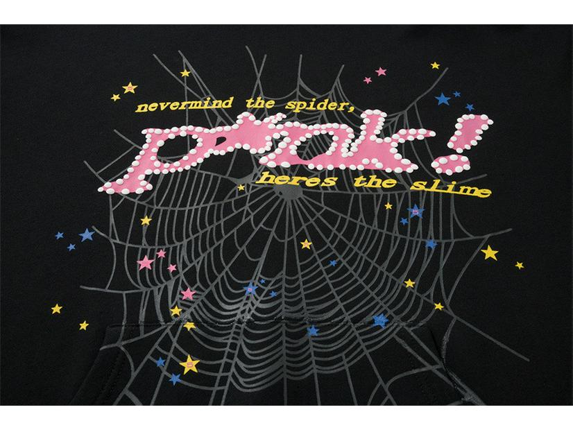 High-Quality 450g Men's Spider Web Foam Print Hoodie - Young Thug Style