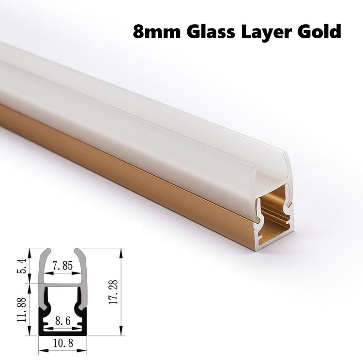 0.5/1m Rose Gold U/W Style LED Aluminum Profile Milky Cover Bar Lamp Cabinet Closet Background Corridor Decor Linear Strip Light