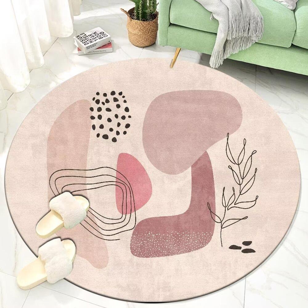 Ins Moderní Styl Roztomilá Dekorace Pokoje Kulatý Koberec Velké Koberce do Obývacího Pokoje Lehký Luxus Domov Pohovkový Koberec Protiskluzová Podložka pod Židli k Toaletnímu Stolku