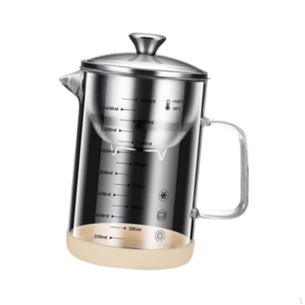 Kitchen Oil Separator Grease Container Easy To Use Dustproof Large Capacity Drain Soy