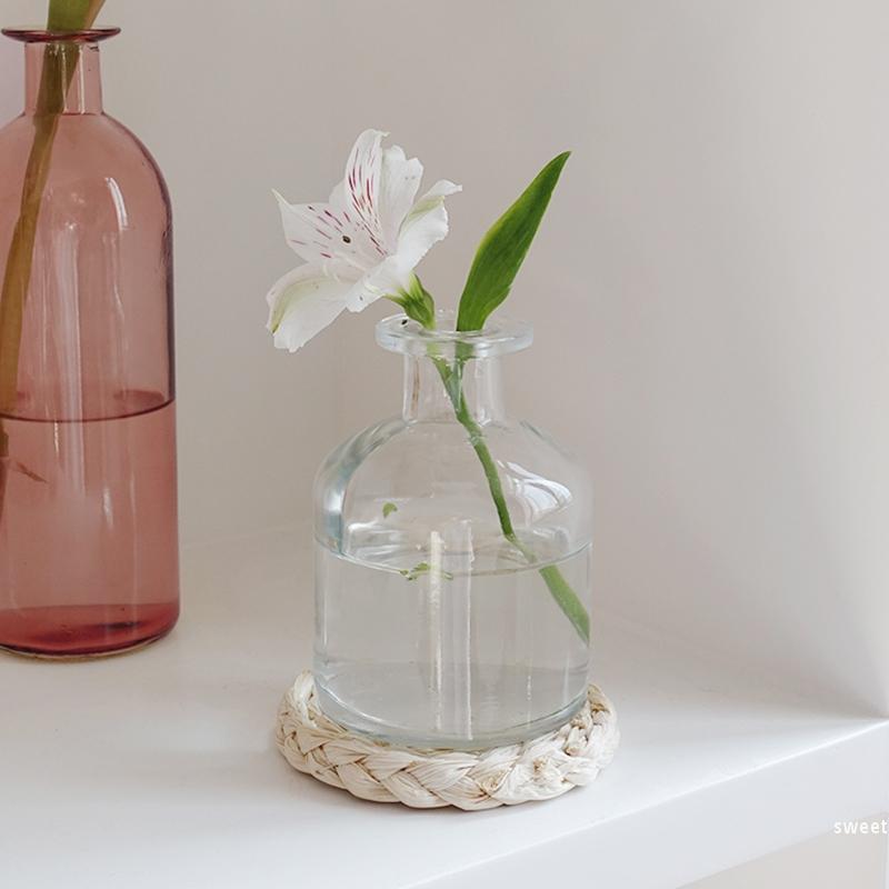 Nordic Glass Vase Transparent Small Flower Pot Ornament Hydroponic Tabletop Vasen Planters Home Aesthetic Decor Ornament Craft