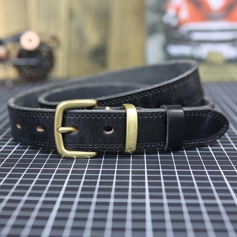 

Женский мягкий первый слой коровьей кожи с медной пряжкой, ремень для джинсов, кожаный ремень в стиле ретро, простой модный коричневый цвет 2024 г. 115cm чёрный