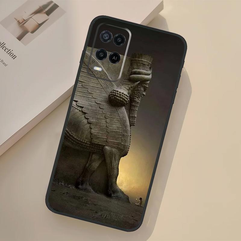 Assyrian Statue Lamassu Art Case For Oppo A5 Pro A15 A17 A57 A77 A18 A38 A58 A78 A98 A96 A76 A16 A94 A74 A54 A40 A60 A80