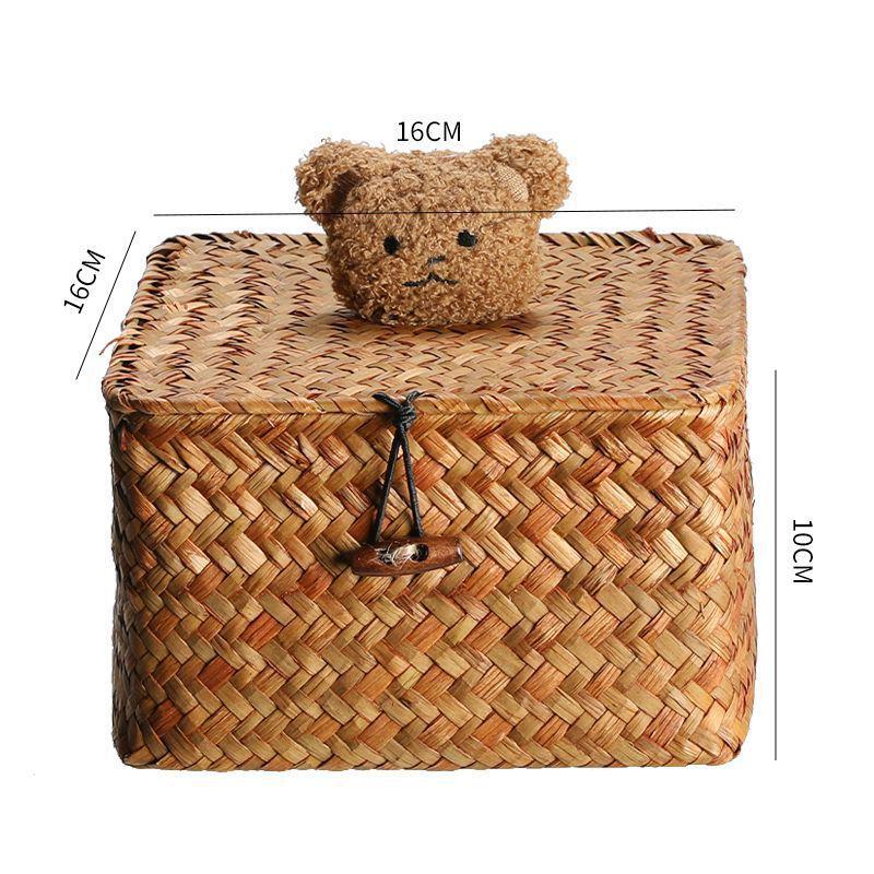Woven Sea Vine & Bamboo Rectangle Snack Storage Basket