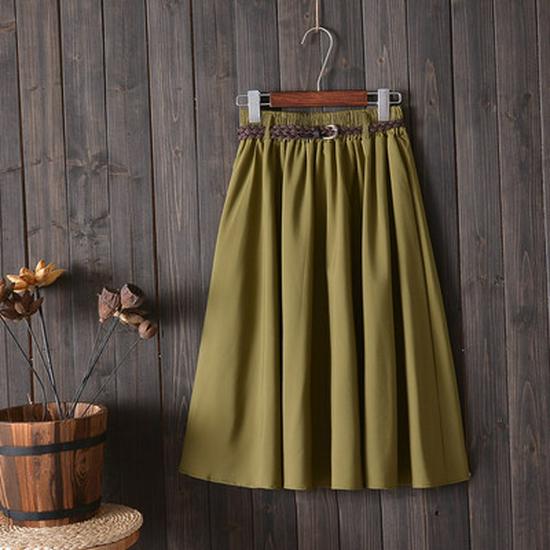 College Style A-line Skirt with Belt - Versatile, Mid-length, Summer Skirt for Women