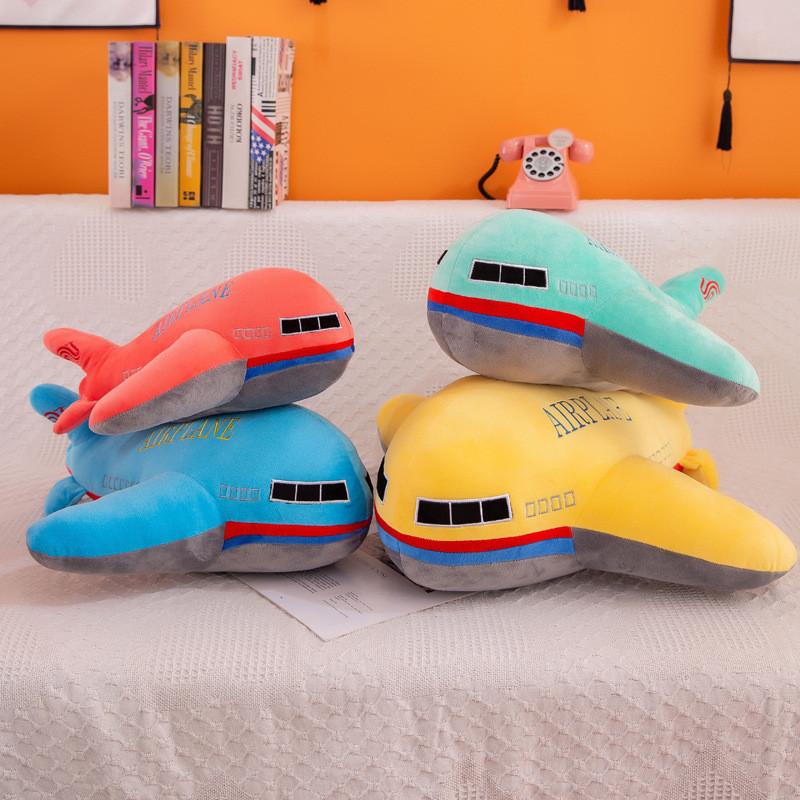 Plush Airplane Toy Soft Crystal Fabric Stuffed Toy Cartoon Airplane Pillow