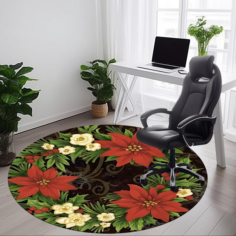1PC Christmas Wreath Chair Carpet for Office, Indoor Non-Slip Washable Carpet, Soft Comfortable Mat For Office Room Yy250930112