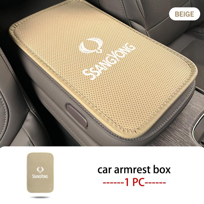 

Leather Car Armrest Mat Center Console Protection Cushion Cover For SsangYong Actyon Sport Korando Rexton Kyron Rodius Tivoli