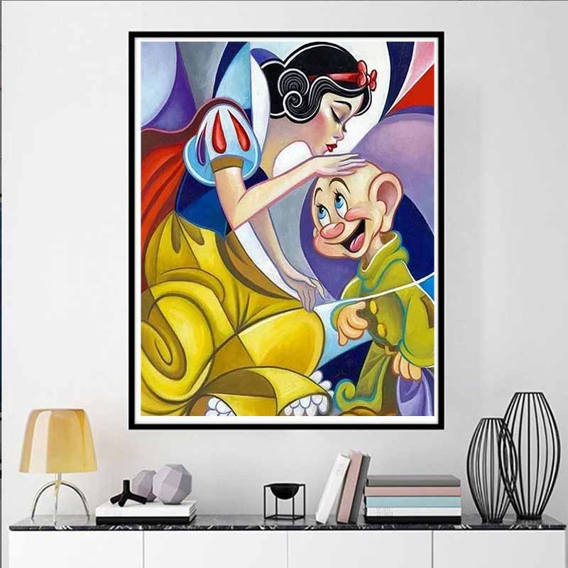 Disney Diamond Painting Snow White and The Seven Dwarfs Artistic Illustration 5D Full Diamond Art Mosaic DIY Embroidery Cartoon Wall Decoration