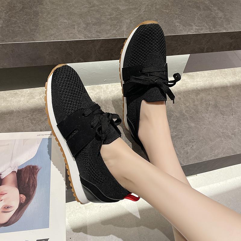 Women's Sneakers Breathable Casual Women Socks Shoes Lace Up Ladies Flats Female Spring Vulcanized Running Zapatillas De Mujer